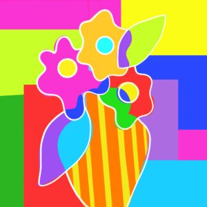 Colorida lámina de florero abstracto