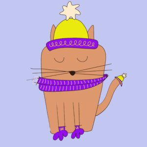 Cute Cat Print wearing winter apparel