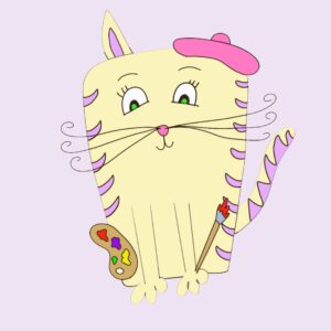 Cute Cat Print dressed as an artist