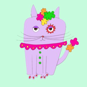 Cute Cat Print dressed as a clown