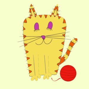 Cute Cat Print playing with his wool