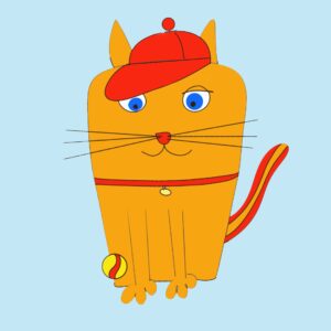 Cute Cat Print playing baseball