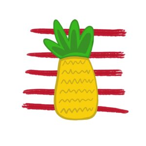 Lámina de frutas, anana con rayas