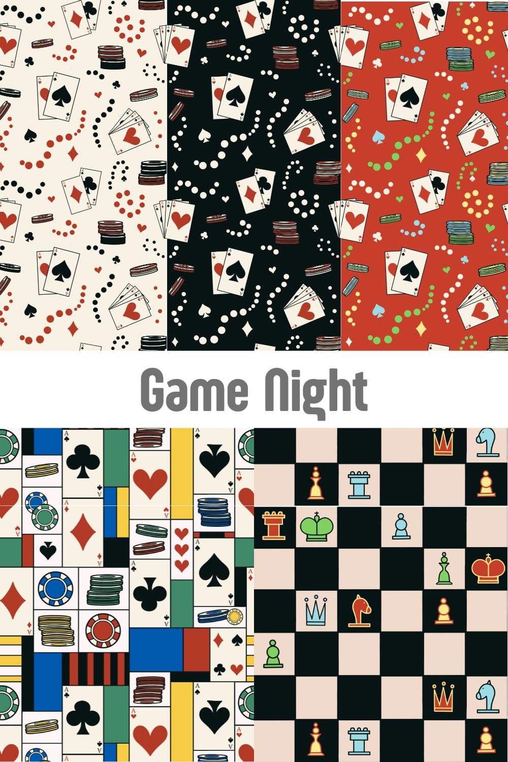 Retro Poker Pattern Mirador Art Studio. Game Night